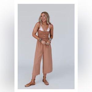 Three Bird Nest East Side Smocked Jumpsuit/Romper Size Medium Color Camel